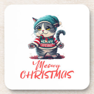 Porta-copo Gato de Natal