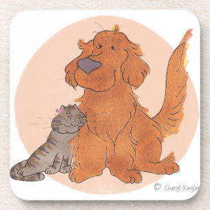 Porta-copo Gato e golden retriever/portas copos