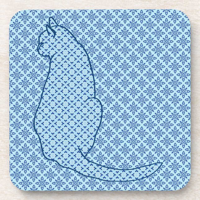Porta-copo Gato Japonês - Blue Kimono Impressão (Frente)