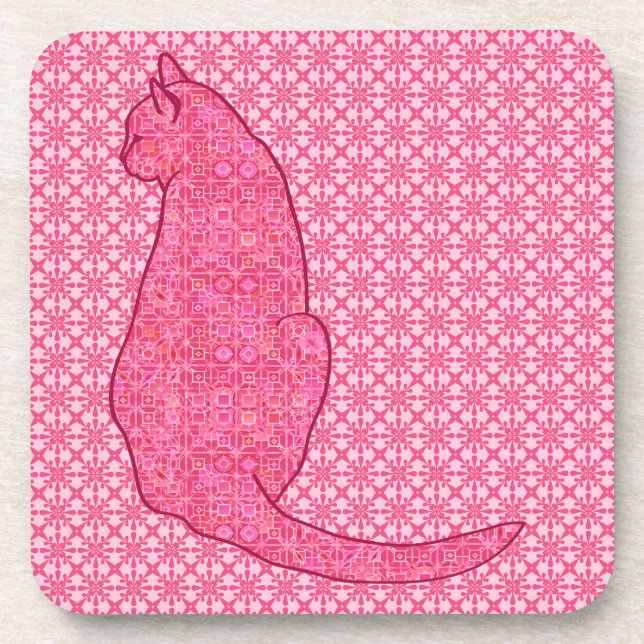 Porta-copo Gato Japonês - Fúchsia Pink Batik (Frente)