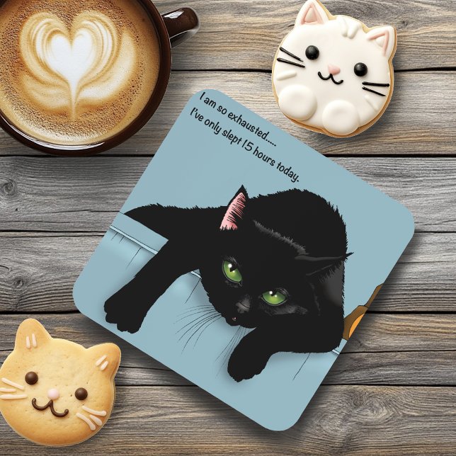 Porta-copo Gato Negro Cansado Azul Fundido (Criador carregado)