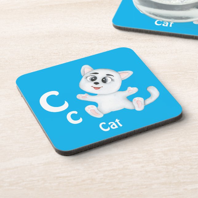 Porta-copo Gato personalize ABC: Letra C - Adicione seu Nome (Left Side)
