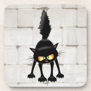 Porta-copo Gato Preto Cartoon Engraçado e Feroz