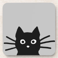 Gato Preto Curioso De Peeking| Arte Animal Engraça