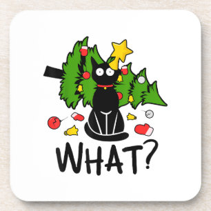 Porta-copo Gato Preto Engraçado Árvore de Natal Alegre Papai