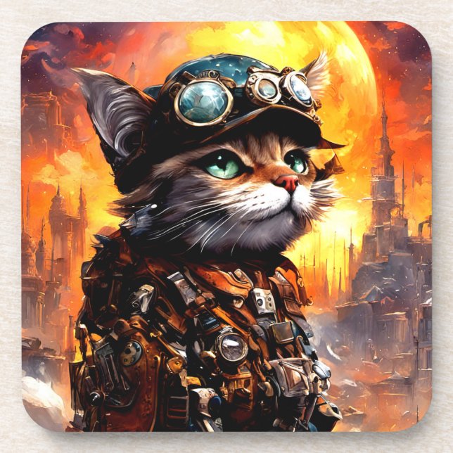 Porta-copo Gato Steampunk II (Frente)