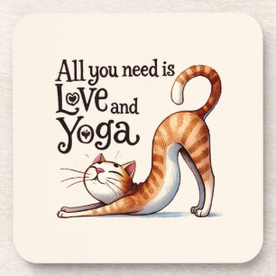 Porta-copo Gato Yoga Pose - Tudo que você precisa é amor e io