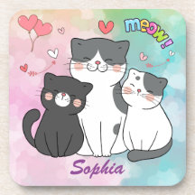 Gatos Cinza Adoráveis Meow Amor Personalizado