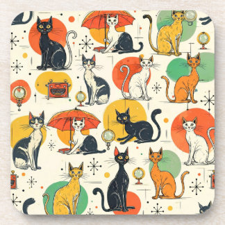 Porta-copo Gatos da Era Atômica de Meados do Século Padrão Re