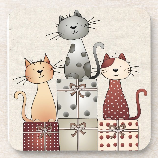 Porta-copo Gatos de Natal (Frente)