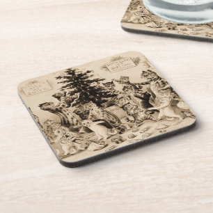 Porta-copo Gatos decorando árvore de Natal por Louis Wain