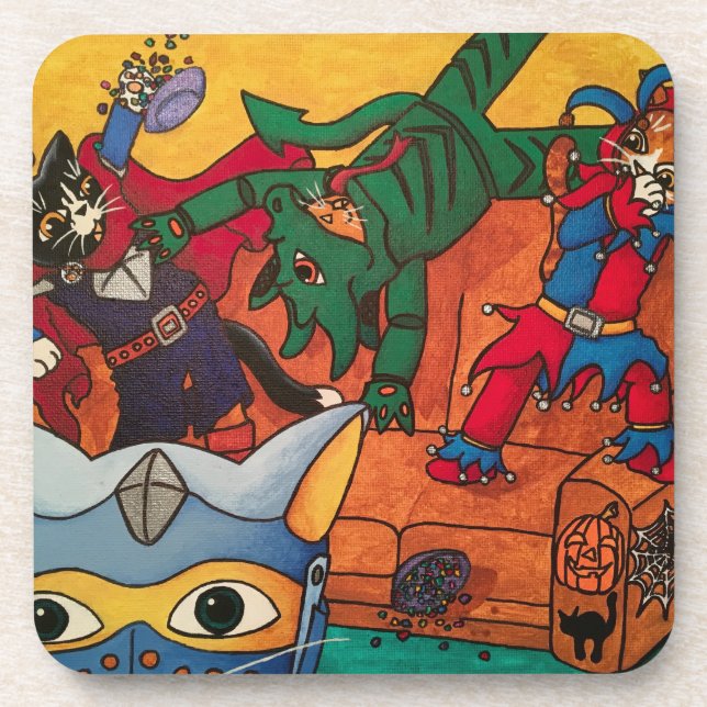 Porta-copo Gatos-fantasias do Cavaleiro Medieval do Halloween (Frente)