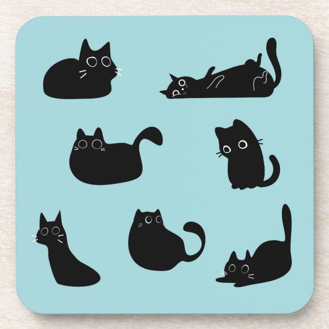 Porta-copo Gatos Negros Engraçados (Frente)