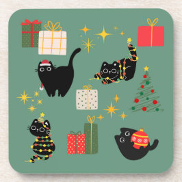 Porta-copo Gatos Pretos de Natal