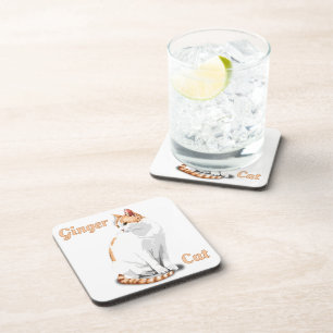 Porta-copo Gengibre Laranja e Gato Branco Personalizado