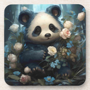 Porta-copo Gentil Urso Panda Entre Rosas Selvagens