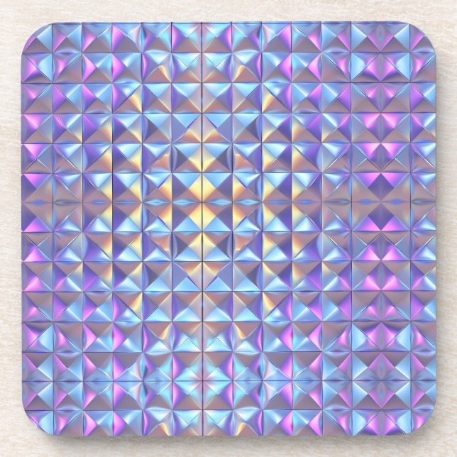 Porta-copo Geométrico Dourado, Azul e Iridescente Puro 2 (Frente)