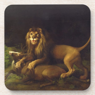 Porta-copo George Stubbs   um leão que ataca um veado, c.176