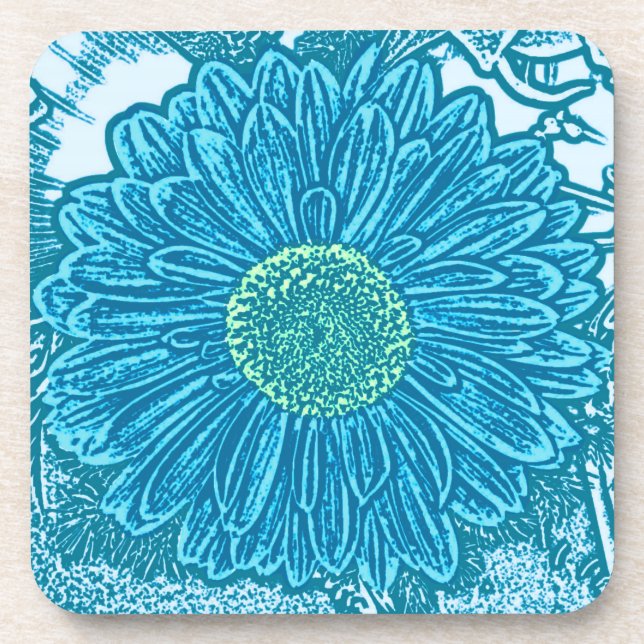 Porta-copo Gerbera Daisy Block Impressão - azul-marinho (Frente)
