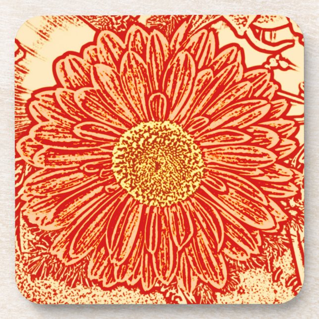 Porta-copo Gerbera Daisy Block Impressão - laranja-açafrão (Frente)