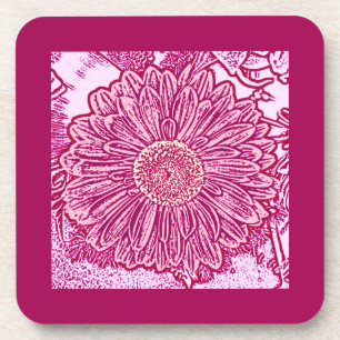 Porta-copo Gerbera Daisy Block Impressão - tons de rosa