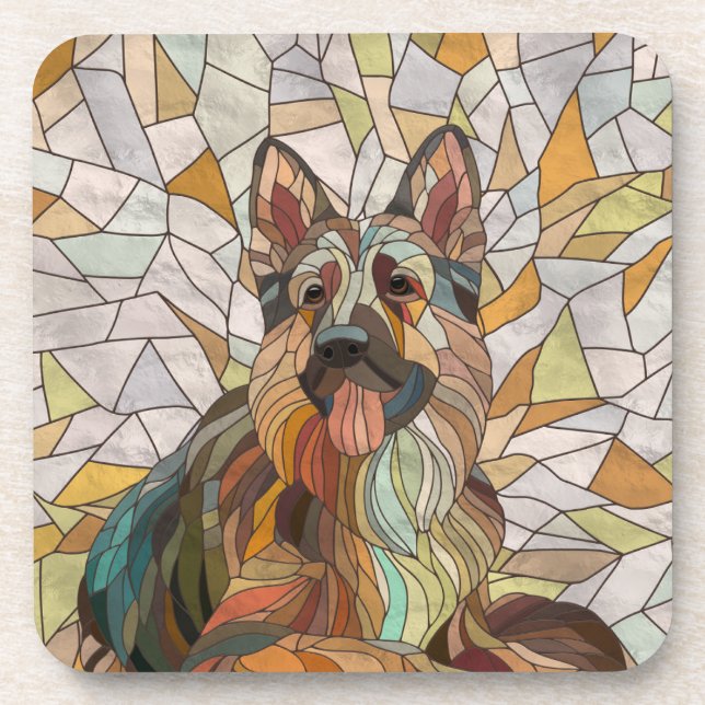 Porta-copo German shepherd - Arte Mosaica (Frente)