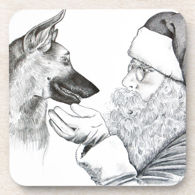 Porta-copo German shepherd e Papai Noel (Frente)
