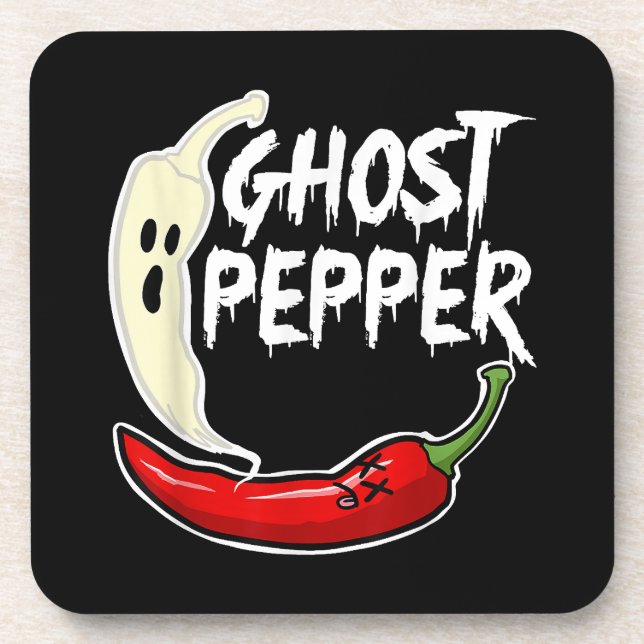 Porta-copo Ghost Pepper Funny Spicy Hot Halloween Peppe (Frente)