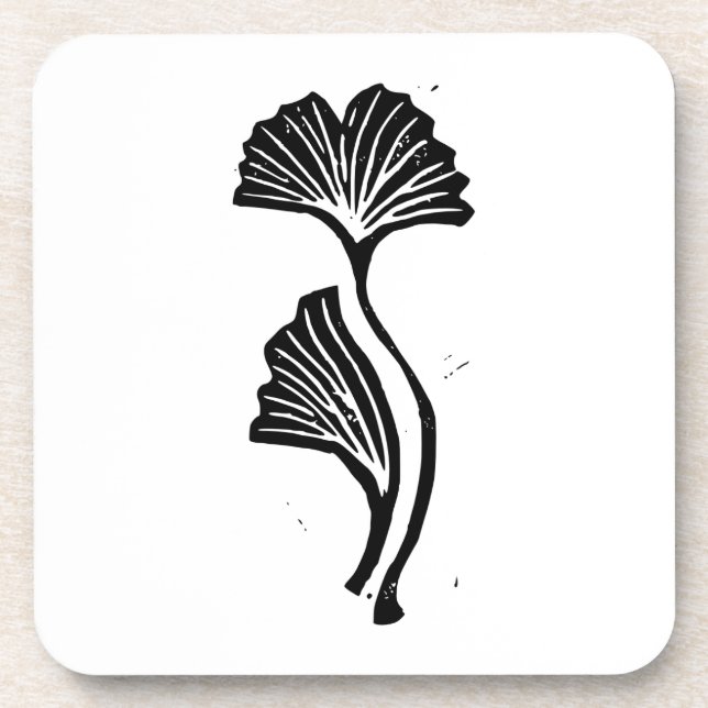 Porta-copo Gingko Leaf Lino Impressão (Frente)