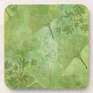 Porta-copo Ginkgo e Folhas de Bambu - Cores Verdes