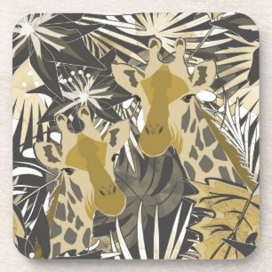 Porta-copo Girafas na floresta noturna.