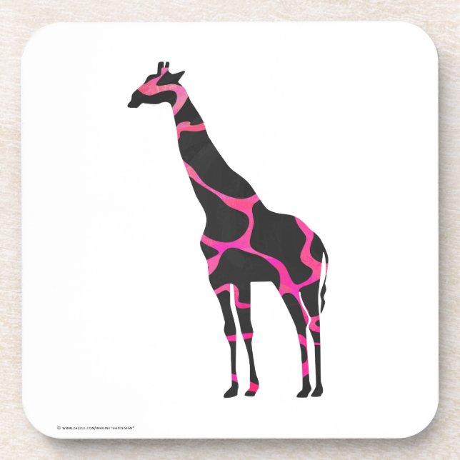 Porta-copo Giraffe Hot Pink e Black Silhout (Frente)