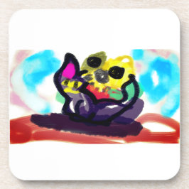 Porta-copo Girassóis e gato preto