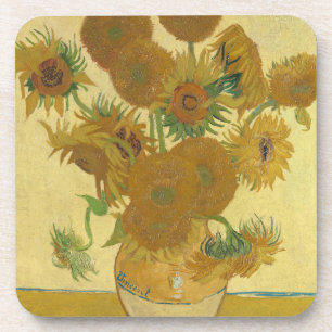 Porta-copo Girassóis, Pintura a Óleo de Natureza Morta, Van G