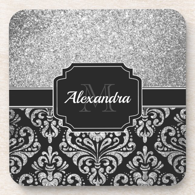 Porta-copo Glitter Damask (Frente)
