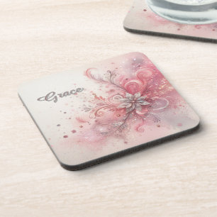 Porta-copo Glitter de brilho rosa personalizado