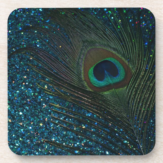 Porta-copo Glittery Aqua Peacock (Frente)
