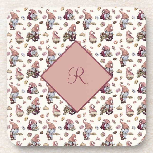Porta-copo Gnomos Monogramados Assando, Cupcakes, Donuts, Fof (Frente)