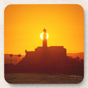 Porta-copo Golden Sunset Silhouette of Farol da Barra Salvado