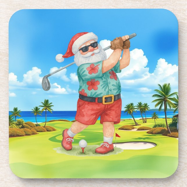 Porta-copo Golfe Papais noeis Golfe no Verão de Natal (Frente)