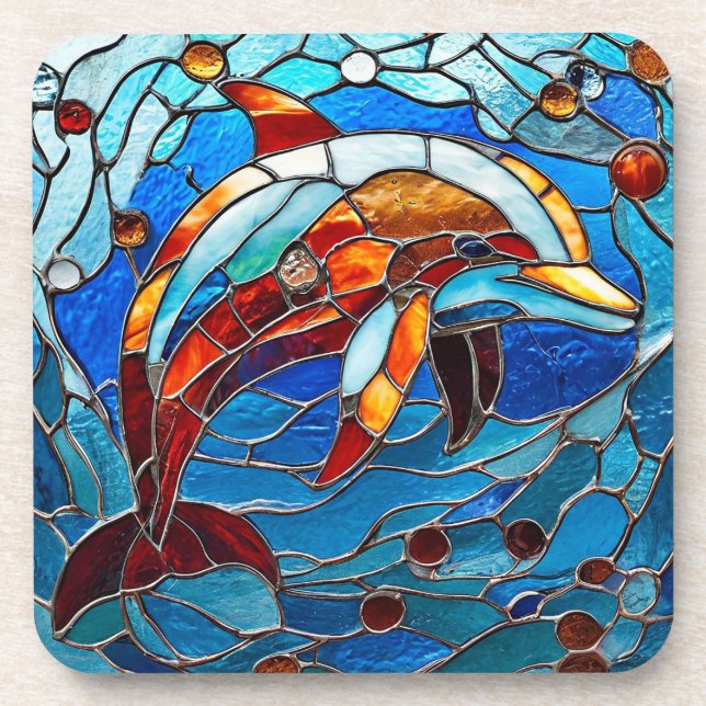 Porta-copo golfinho de vitral (Frente)