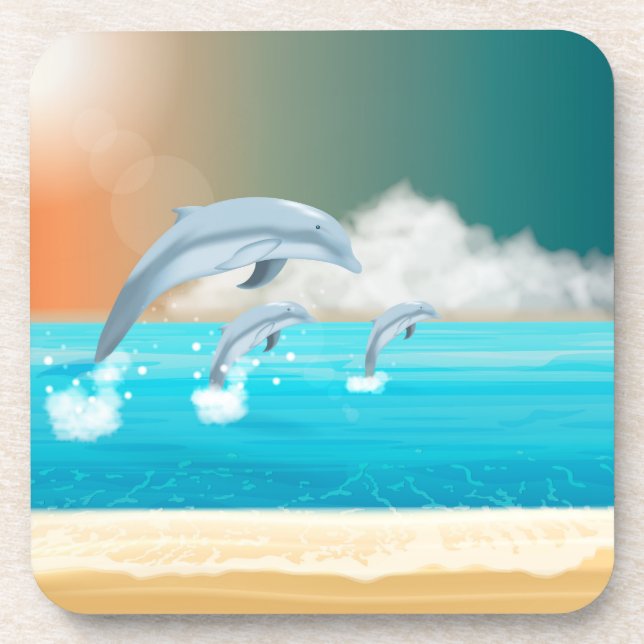 Porta-copo golfinhos respirando no oceano (Frente)