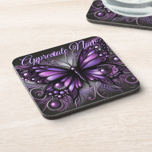 Porta-copo Gótico Caprichoso Borboleta Roxa Personalizada (Left Side)