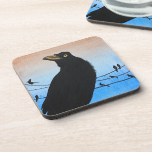 Porta-copo Grackle Austin Texas Bird Nature Willife Painting