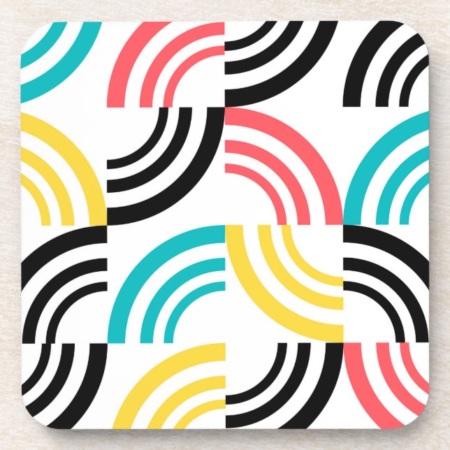 Porta-copo Gráfico geométrico colorido, moderno, divertido e  (Frente)