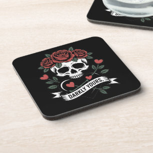Porta-copo Gráfico Sombriamente Seu: Caveira Gótica com Rosas