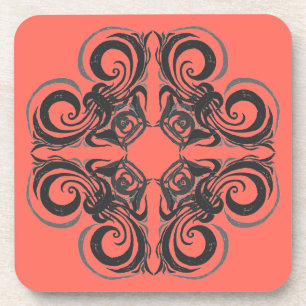 Porta-copo Grafite & coral Curvy retros