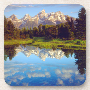 Porta-copo Grand Tetons refletidos no rio Snake