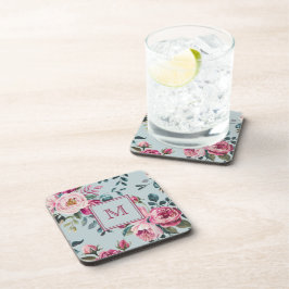 Porta-copo Grandmillennial Rosa Poeirenta Floral Monograma Pe