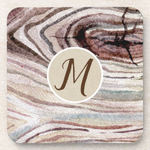 Porta-copo Grão de Madeira Rústica Natural Aquarela Moderno C
